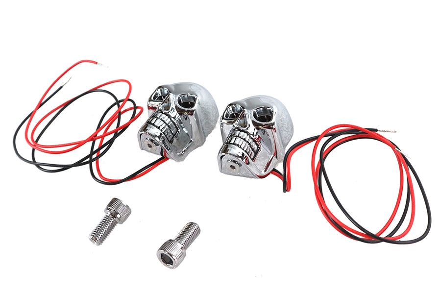 2 inch Chrome Skull Marker Lamp with Red LED
