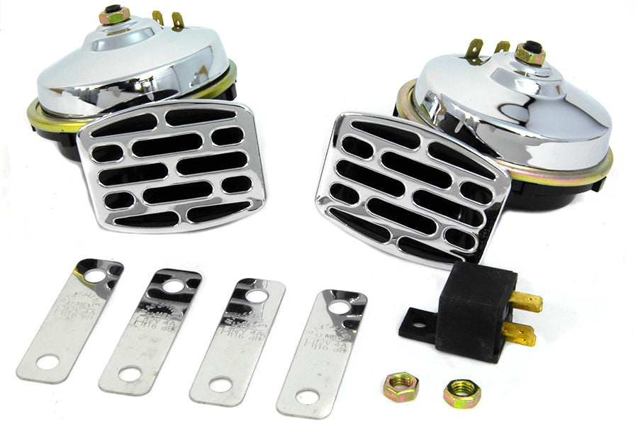 Chrome 12 Volt Twin Horn Set