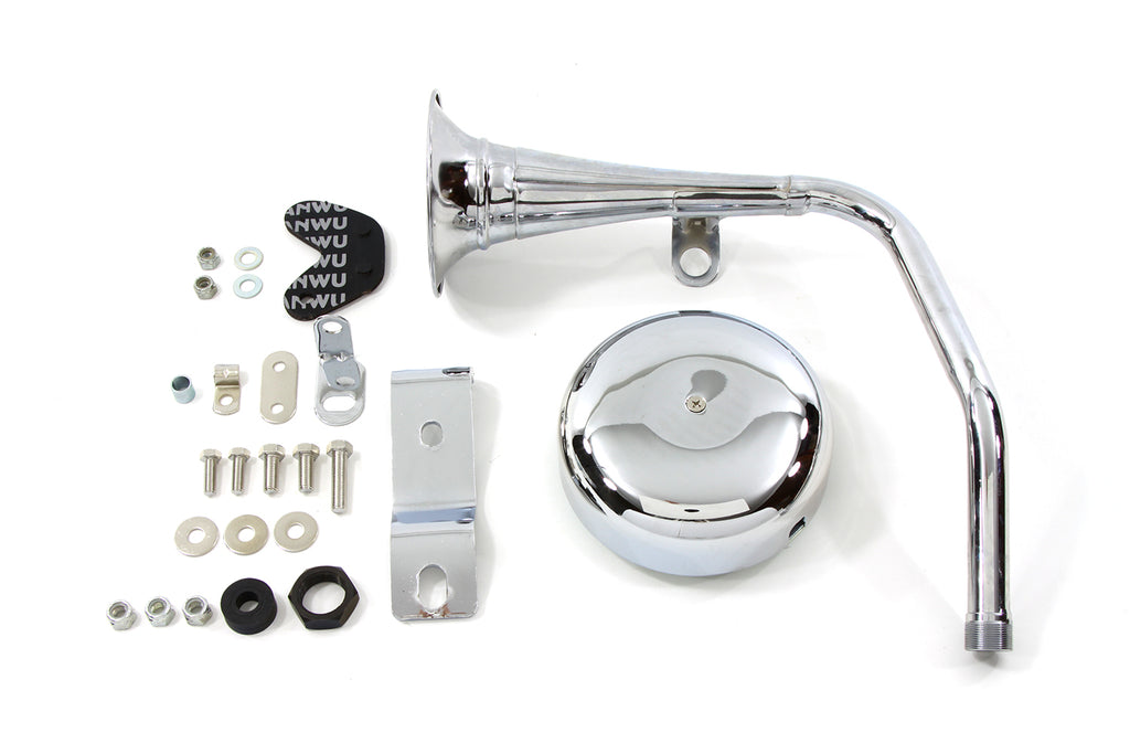 Trumpet Style 12 Volt Chrome Horn Kit