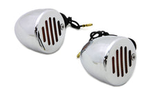 Load image into Gallery viewer, Chrome Shielded Bullet Marker Lamp Set with Amber Lens