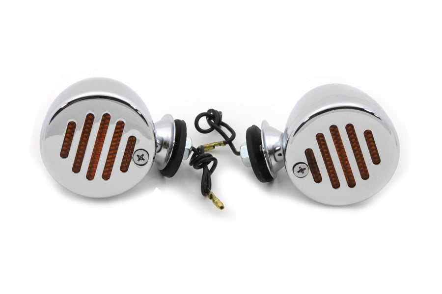 Chrome Shielded Bullet Marker Lamp Set with Amber Lens