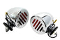 Chrome Shielded Bullet Marker Lamp Set with Red lens