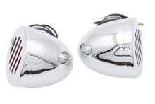 Load image into Gallery viewer, Chrome Shielded Bullet Marker Lamp Set with Red lens