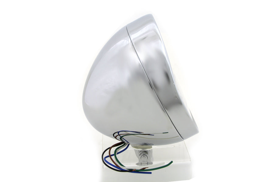 6-1/2 inch Round Headlamp Steel Chrome