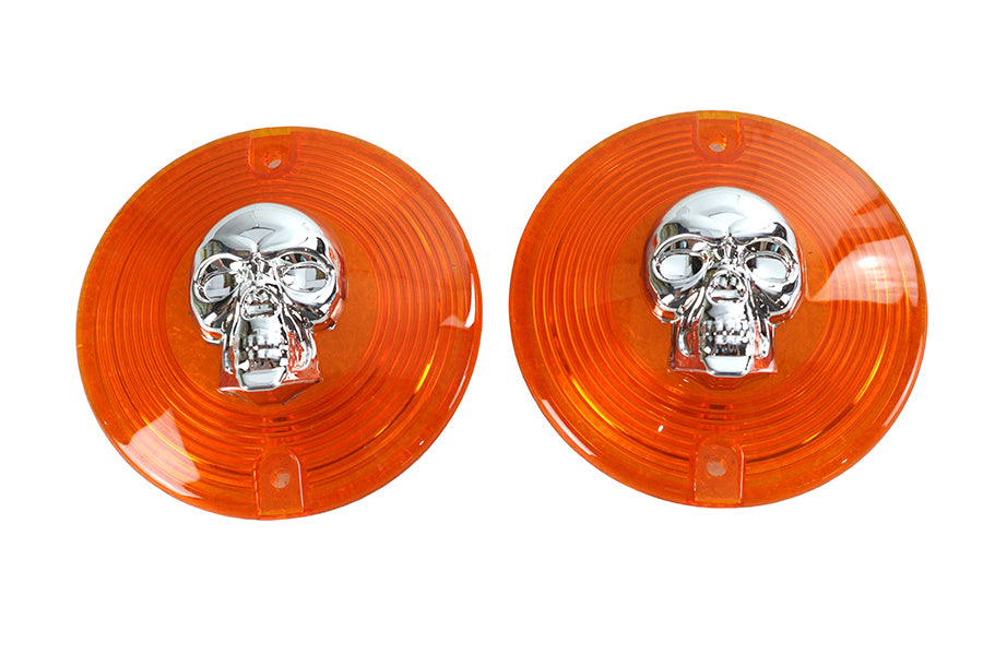 Turn Signal Lens Set with Skull Amber