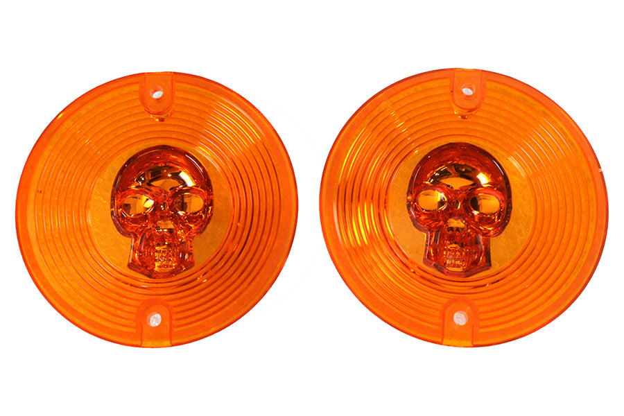 Turn Signal Lens Set with Skull Amber