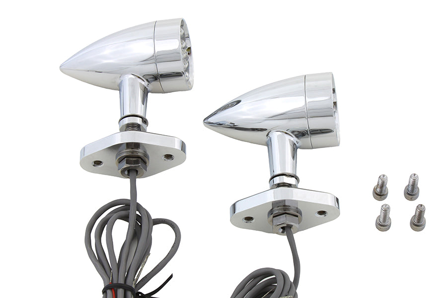 Turn Signal Set Bullet Amber with Mount Base