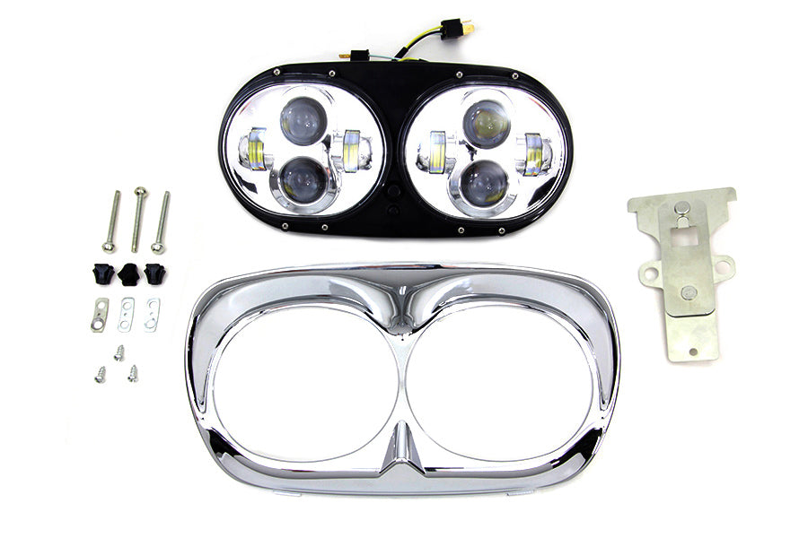 Chrome Dual LED Headlamp Unit