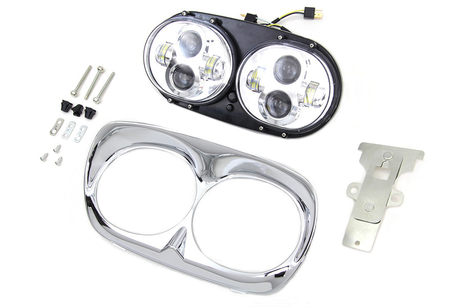 Chrome Dual LED Headlamp Unit