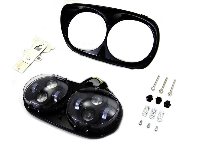Black Dual LED Headlamp Unit