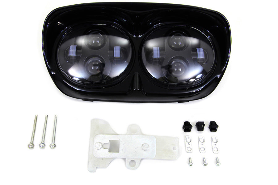 Black Dual LED Headlamp Unit