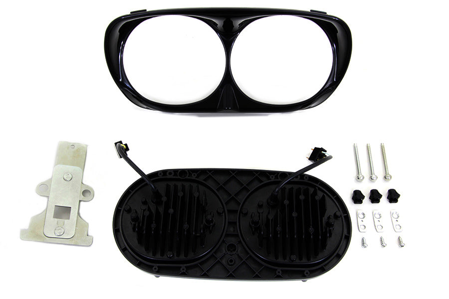 Black Dual LED Headlamp Unit