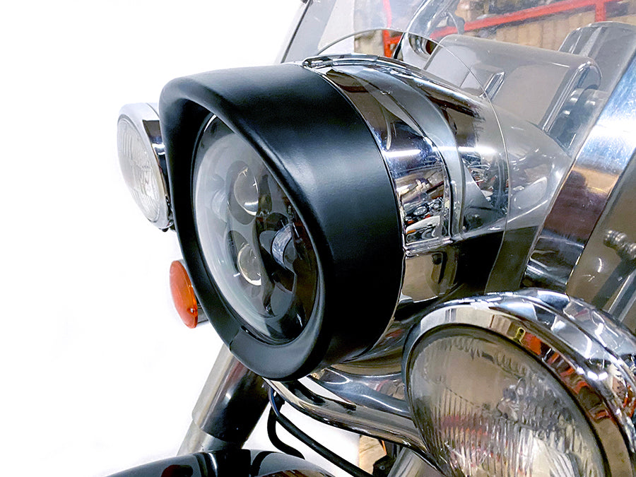 Outer Headlamp Black Frenched Trim Ring with Visor