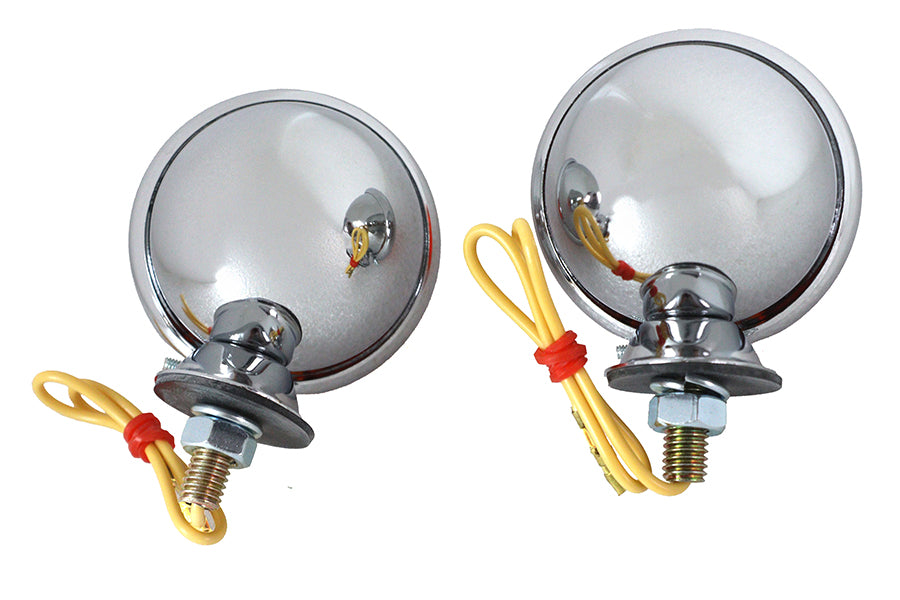 Chrome Turn Signal Set Bullet with Amber Lens