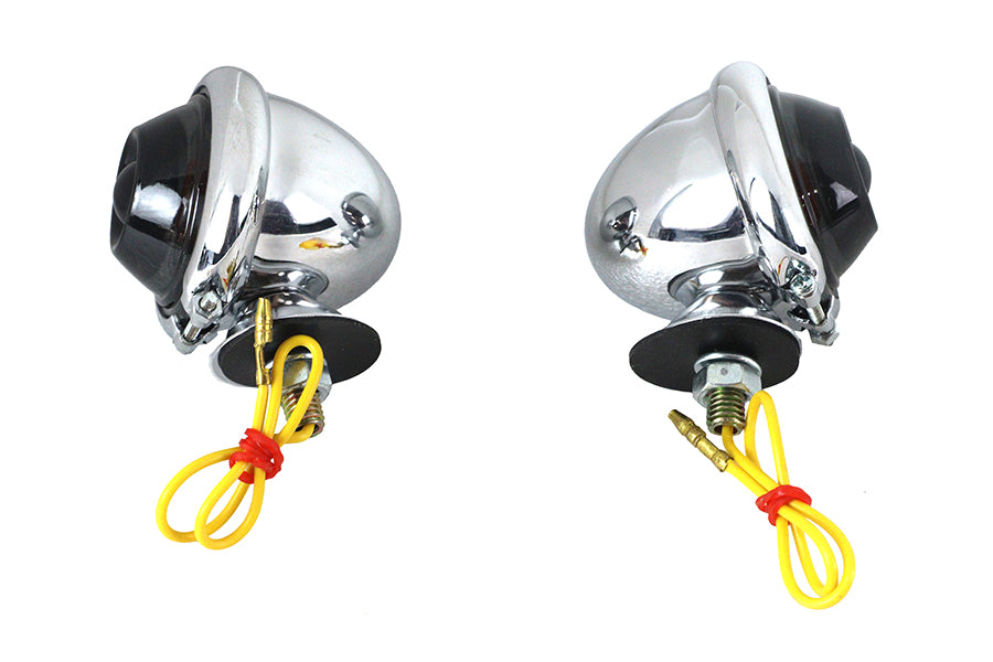 Chrome Turn Signal Set Bullet with Smoked Lens