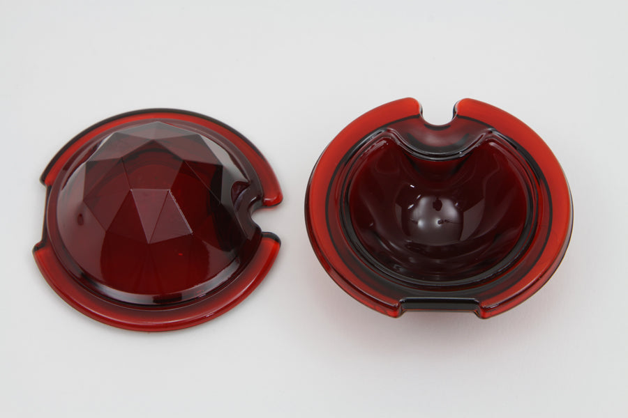 Tail Lamp Glass Lens Set Faceted Red