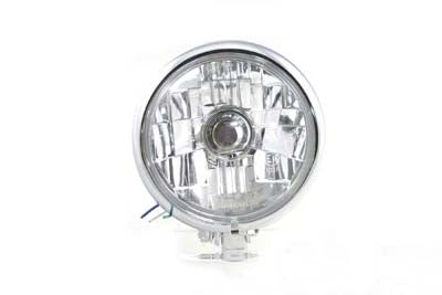 Chrome 5-3/4 inch Round Faceted Headlamp Assembly
