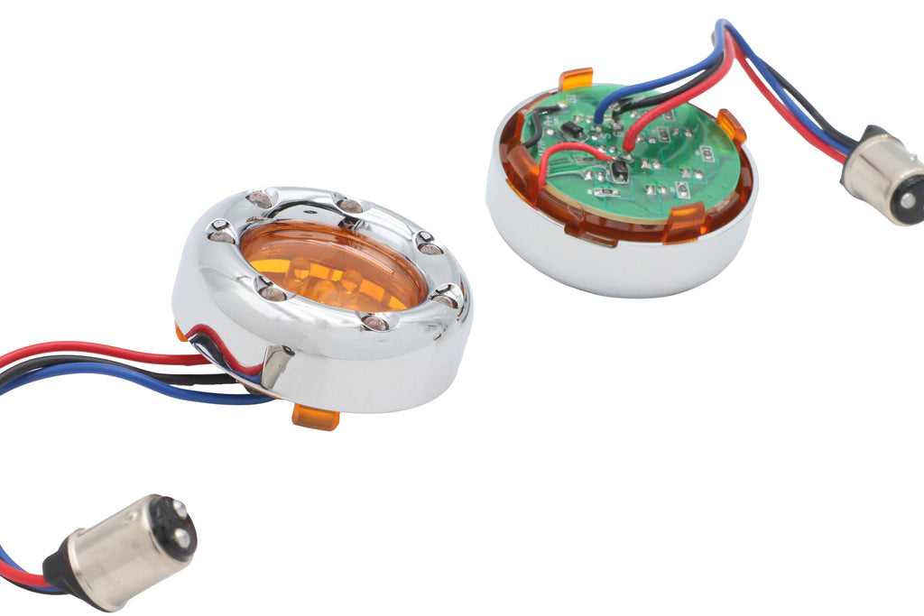 Chrome LED Turn Signal Bezel with Amber Lens