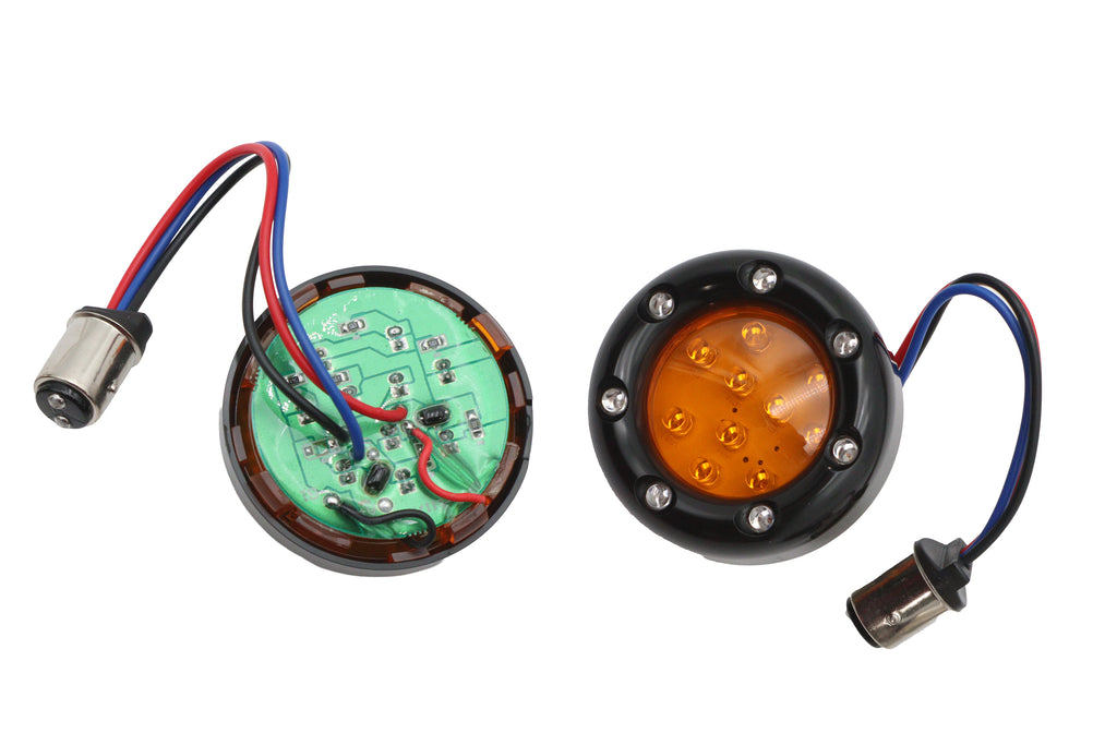 Black LED Turn Signal Bezel with Amber Lens