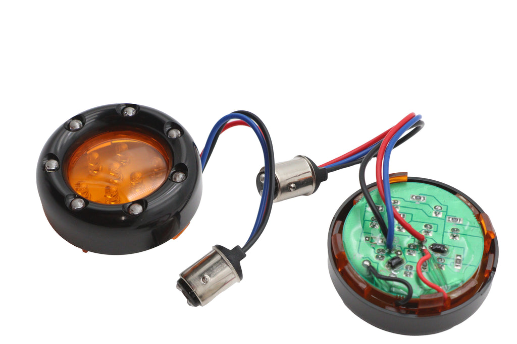 Black LED Turn Signal Bezel with Amber Lens