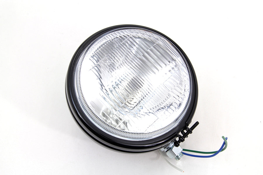 5-3/4 inch Round Stock Type Black Headlamp