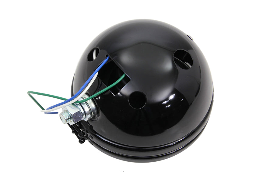 5-3/4 inch Round Stock Type Black Headlamp
