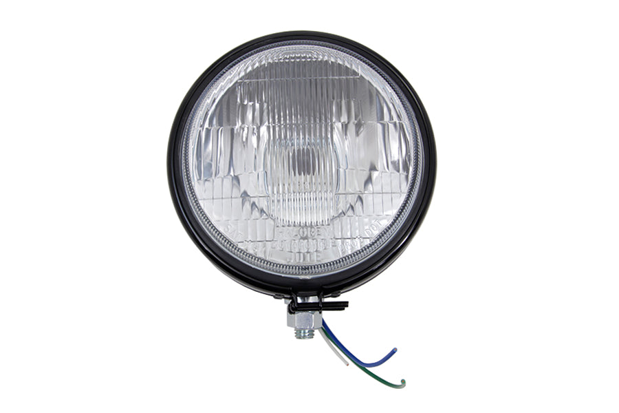 5-3/4 inch Round Stock Type Black Headlamp