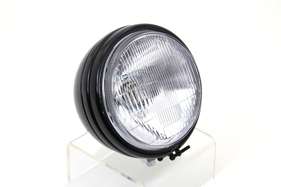 5-3/4 inch Round Stock Type Black Headlamp