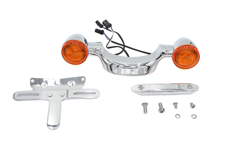 Chrome Bullet Rear Turn Signal Bar and License Plate