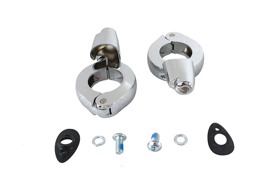 Chrome Front Turn Signal Relocation Kit 39mm Forks