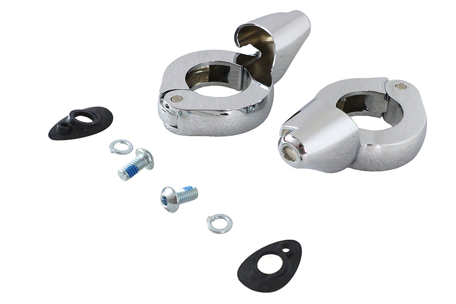 Chrome Front Turn Signal Relocation Kit 39mm Forks