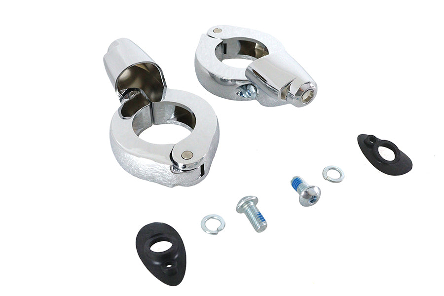 Chrome Front Turn Signal Relocation Kit 39mm Forks