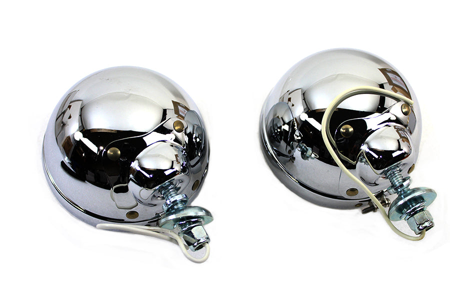 Chrome 4-1/2 inch Spotlamp Set with Clear 6 Volt Bulb