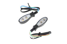 Load image into Gallery viewer, Black Teardrop Shaped LED Turn Signal Set with Clear Lens