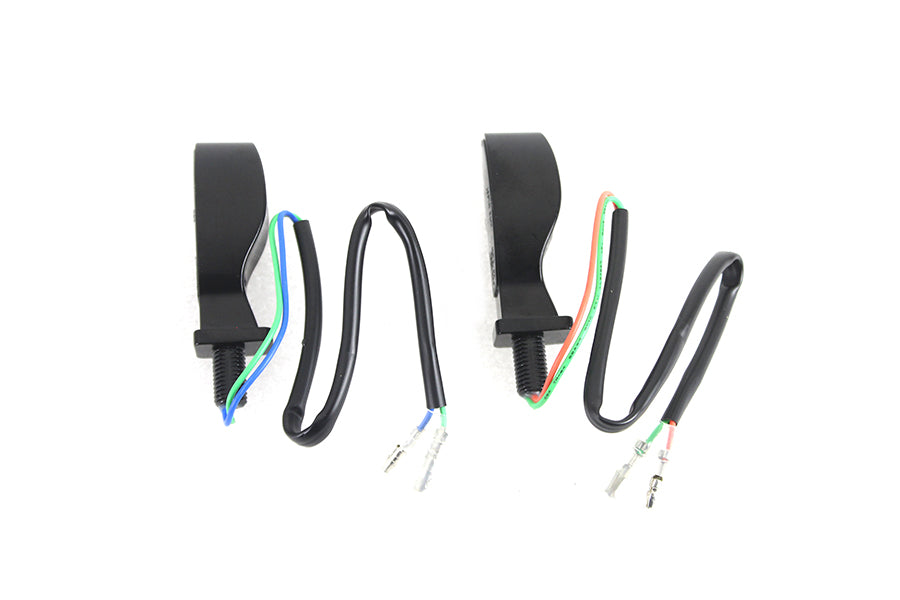 Black Teardrop Shaped LED Turn Signal Set with Smoked Lens