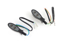 Load image into Gallery viewer, Black Teardrop Shaped LED Turn Signal Set with Smoked Lens