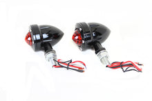 Load image into Gallery viewer, LED Bullet Turn Signal Set Black with Red Lens