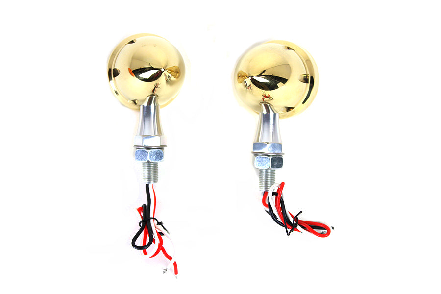 LED Bullet Turn Signal Set Brass with Amber Lens
