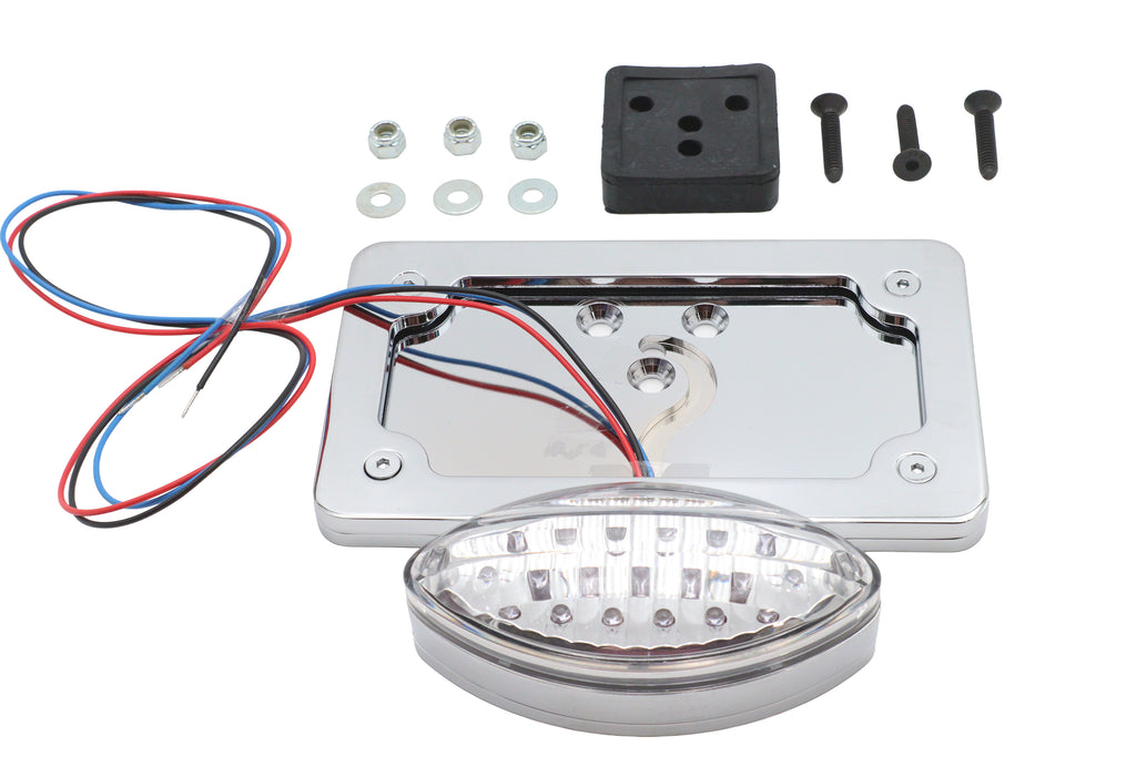 Chrome Billet Fender Mount LED Tail Lamp with Clear Lens