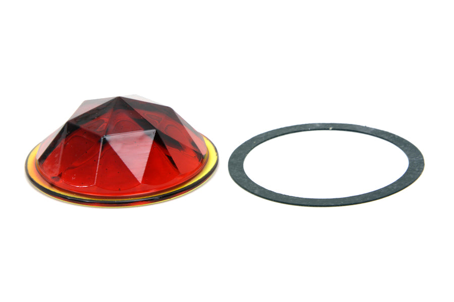 Faceted Round Tail Lamp Lens Red