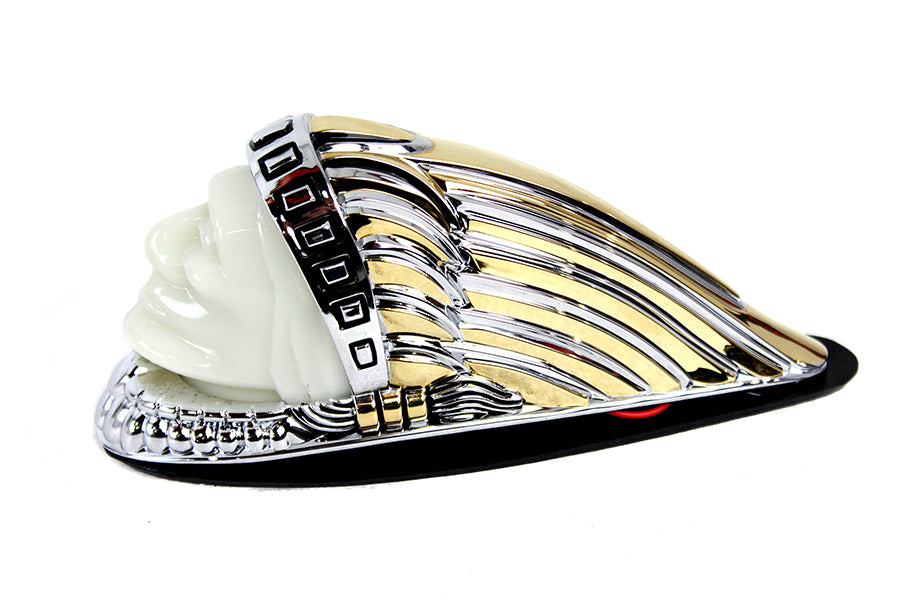 Indian Face Front Fender Lamp Gold and Chrome