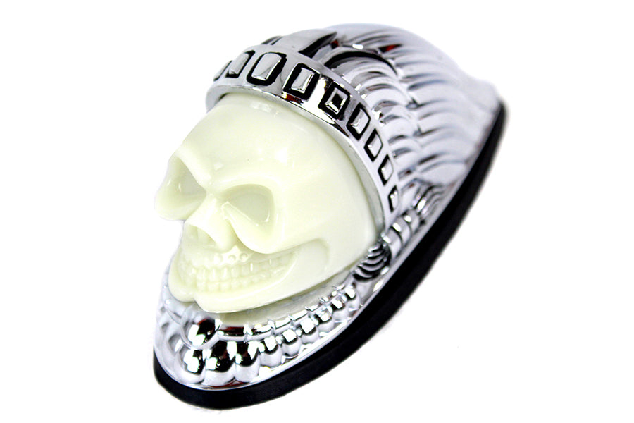 Skull Head Front Fender Lamp Chrome