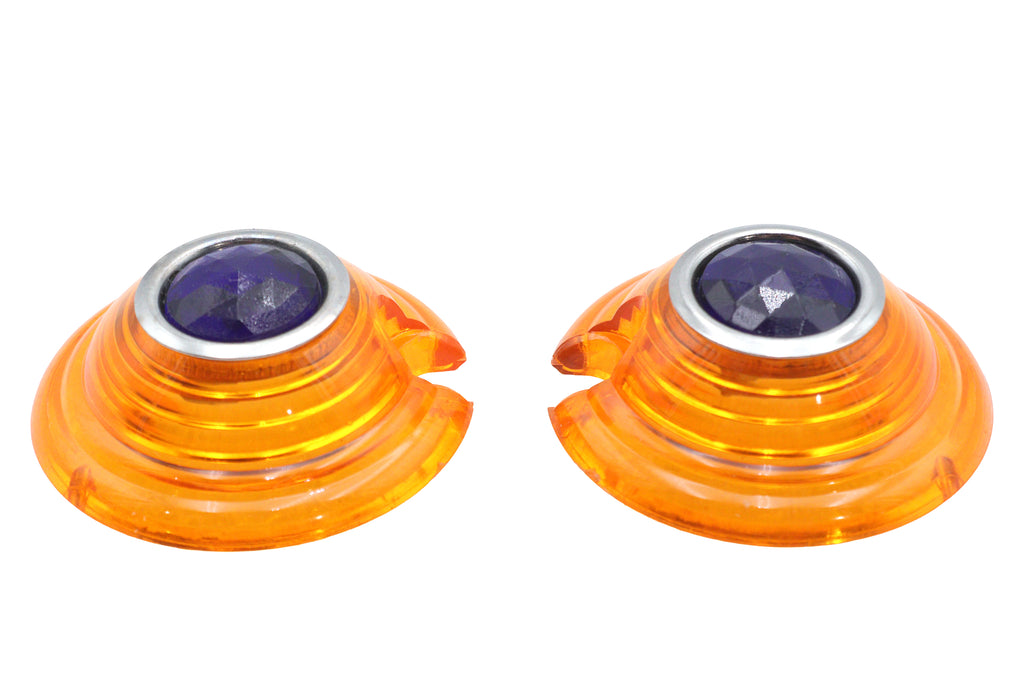 Marker Lamp Lens Amber with Blue Dot Bullet Style