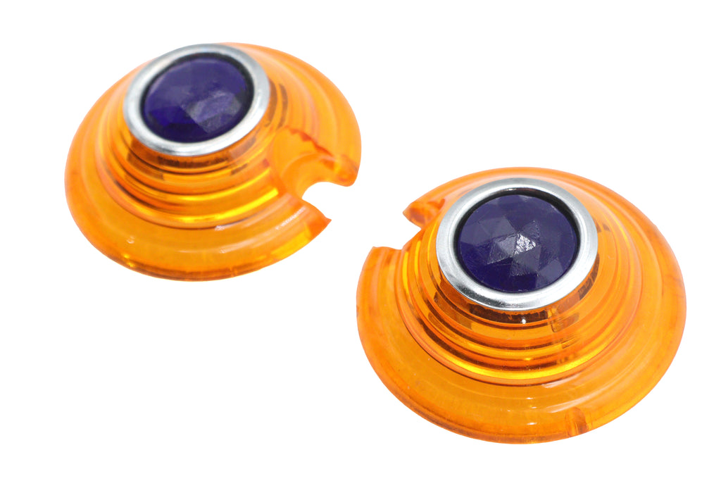 Marker Lamp Lens Amber with Blue Dot Bullet Style