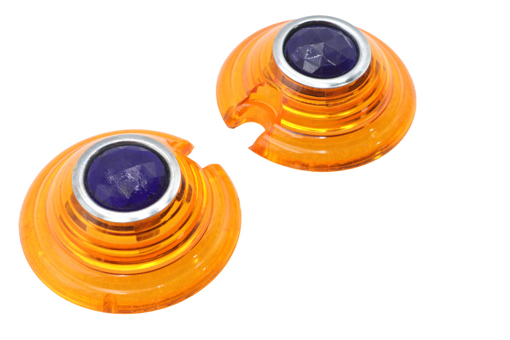 Marker Lamp Lens Amber with Blue Dot Bullet Style