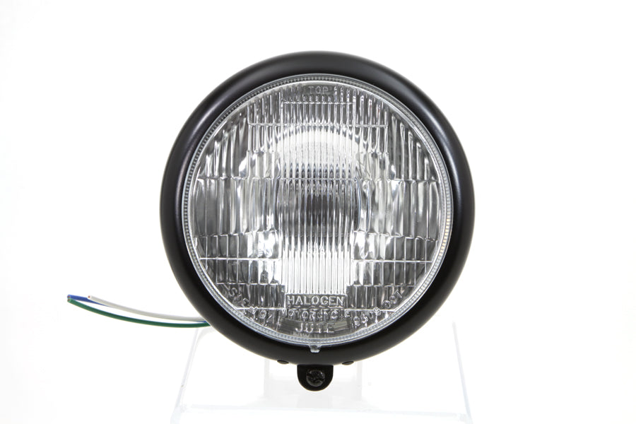Black 5-3/4 inch Round Headlamp Assembly Teardrop Style