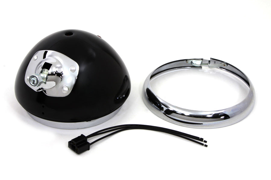 Black 7 inch K Headlamp Housing with Chrome Rim