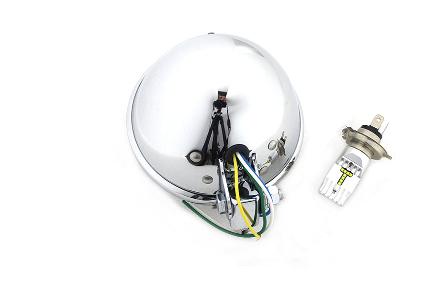 5-3/4 inch Bates Style 6 Volt LED Headlamp Chrome