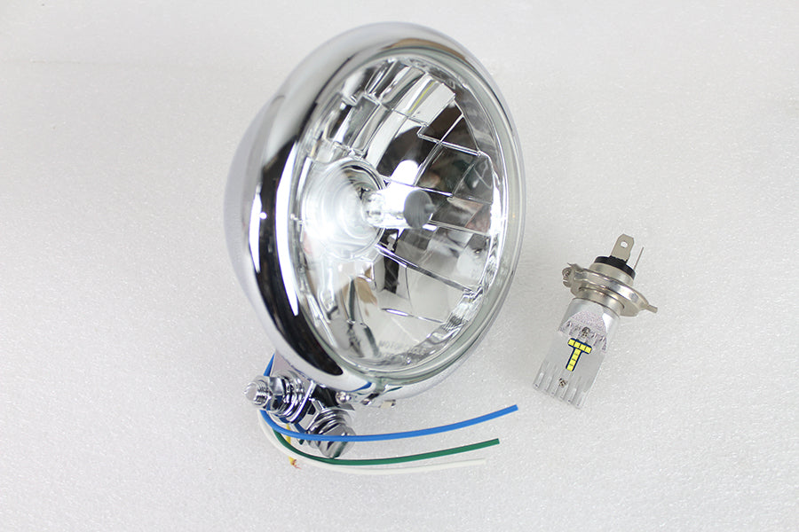 5-3/4 inch Bates Style 6 Volt LED Headlamp Chrome