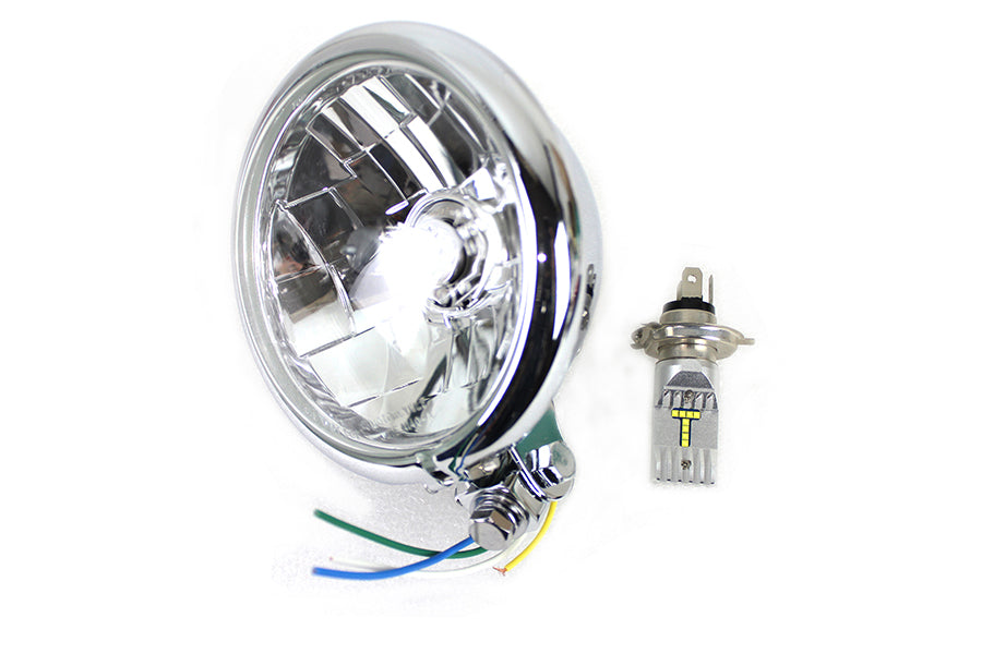 5-3/4 inch Bates Style 6 Volt LED Headlamp Chrome